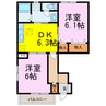リバーサイドB 2DKの間取り