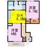 リバーサイドB 2DKの間取り