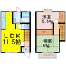 グレースレジデンス桶川 2LDKの間取り