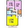 アモーレ 2LDKの間取り