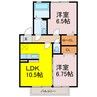1ｓｔプレジオ 2LDKの間取り