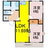 フレグランスグロリア 2LDKの間取り