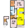 エルフォルク　Ⅲ　 2LDKの間取り