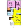 ランコントル 2LDKの間取り