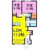 ランコントル 2LDKの間取り