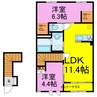 ランコントル 2LDKの間取り