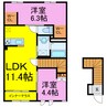 ランコントル 2LDKの間取り