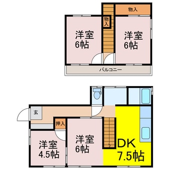 間取図 礼羽338-45貸家