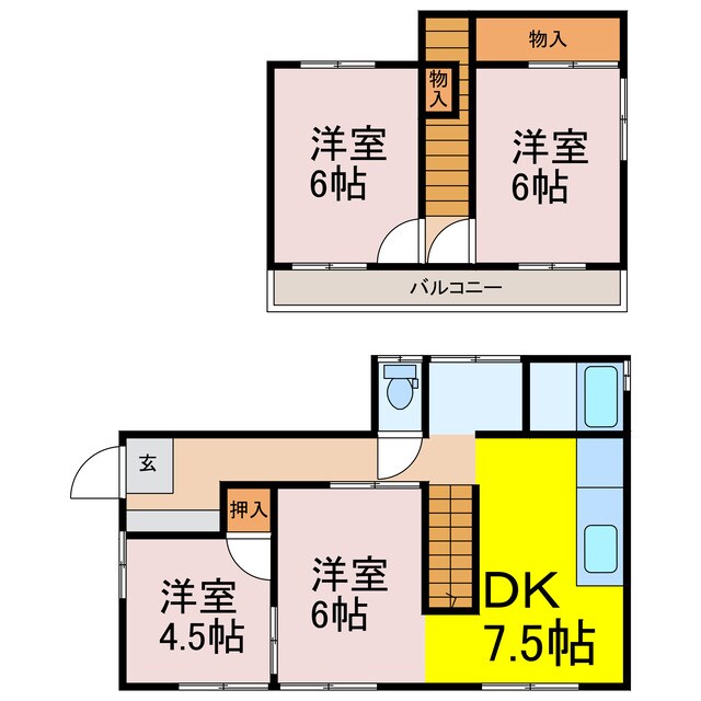 間取り図 礼羽338-45貸家