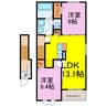 ミライズホーム多門寺　WEST 2LDKの間取り