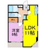 ブルーベイYagyu２ 1LDKの間取り