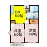 シオン花咲 2DKの間取り