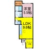 レッド　キャッスルⅢ 1LDKの間取り