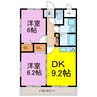 サニーガーデンⅡ号館 2DKの間取り