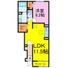 グラシアス 1LDKの間取り