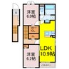 シャトー・グリーンⅢ 2LDKの間取り