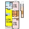 シャトー・グリーンⅢ 2LDKの間取り