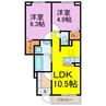 北3丁目アパート　Ⅱ 2LDKの間取り