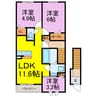 北3丁目アパート　Ⅱ 3LDKの間取り