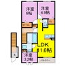 北3丁目アパート　Ⅱ 3LDKの間取り