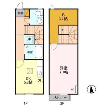 間取図 東北本線<宇都宮線>/岡本駅 徒歩36分 1-2階 築16年
