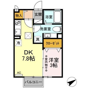 間取図 東北本線<宇都宮線>/岡本駅 徒歩33分 1階 築15年