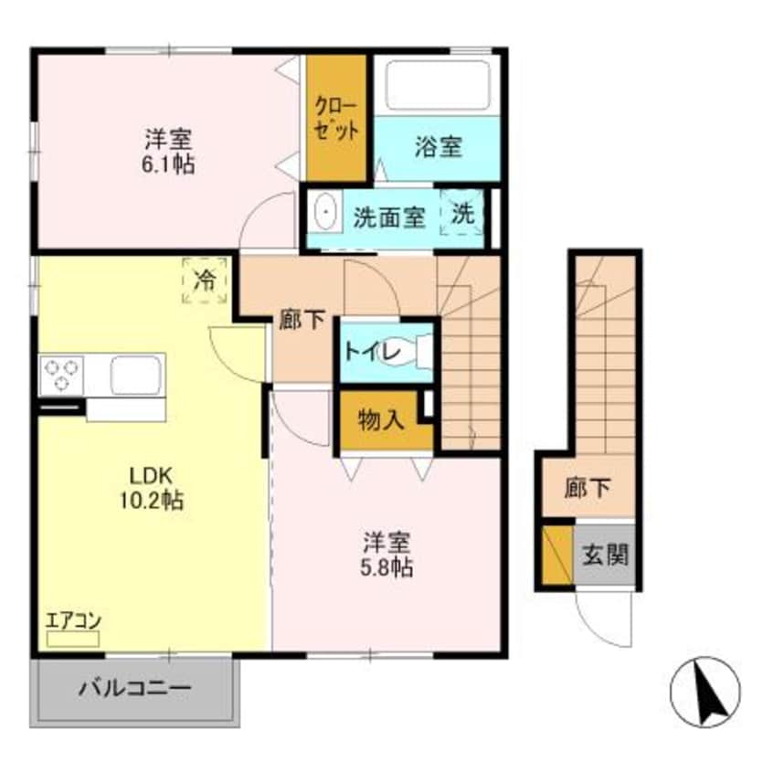 間取図 東北本線<宇都宮線>/宇都宮駅 車移動　12分3.1km 2階 築11年
