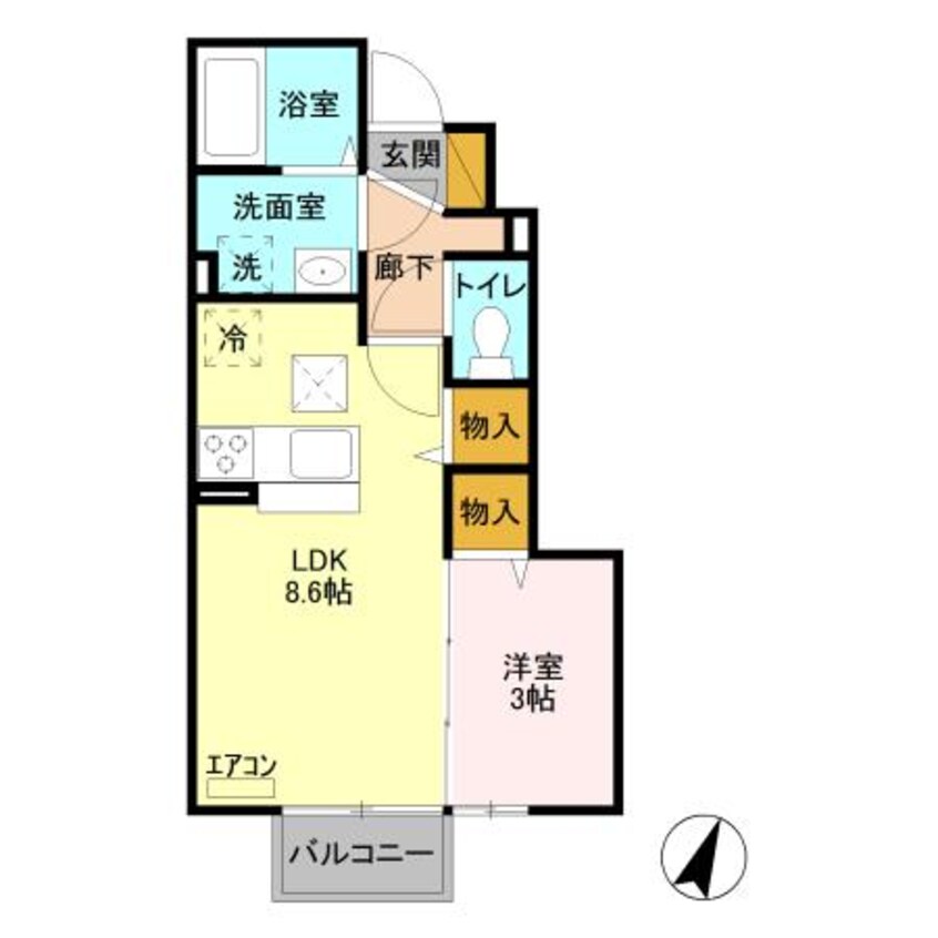 間取図 東北本線<宇都宮線>/宇都宮駅 徒歩29分 1階 築9年