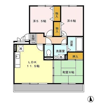 間取図 東北本線<宇都宮線>/宇都宮駅 徒歩34分 3階 築23年