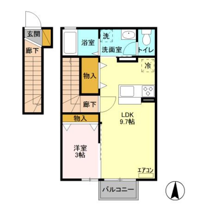 間取図 東北本線<宇都宮線>/宇都宮駅 徒歩31分 2階 築7年