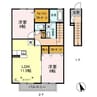 東北本線<宇都宮線>/宇都宮駅 車移動 2階 築20年 2LDKの間取り