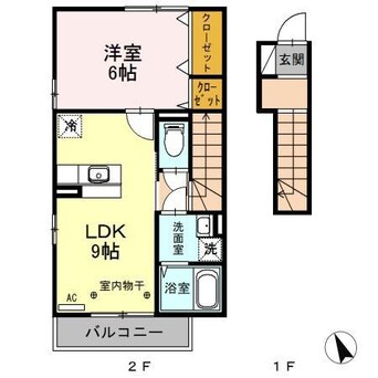 間取図 東北本線<宇都宮線>/宇都宮駅 徒歩99分 2階 築17年