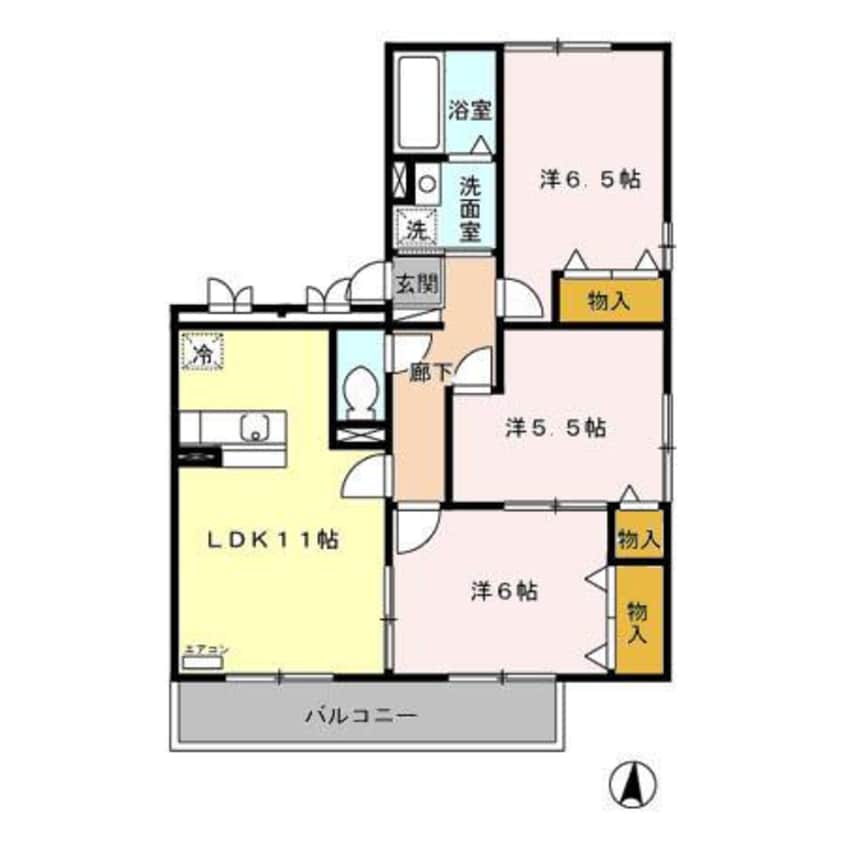 間取図 東北本線<宇都宮線>/宇都宮駅 徒歩99分 1階 築19年