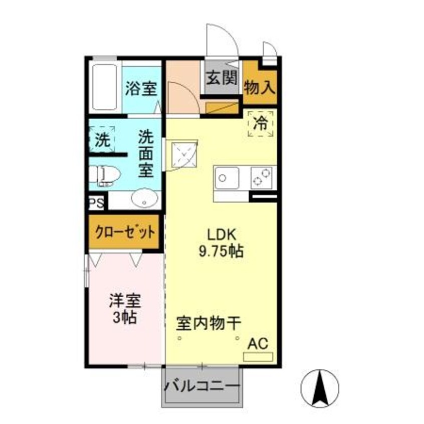 間取図 東北本線<宇都宮線>/宇都宮駅 徒歩35分 1階 築21年