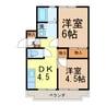 落合ハイツB 2DKの間取り