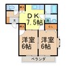 パークハイツIMAI　B 2DKの間取り