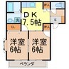 パークハイツIMAI　B 2DKの間取り