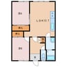 クリスタルハウスリンデン 2DKの間取り