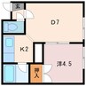 キムラハイム１１ 1DKの間取り