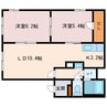 グランドゥールB 2LDKの間取り