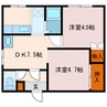 エステートライフ青葉花園 2DKの間取り