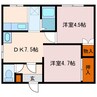 エステートライフ青葉花園 2DKの間取り
