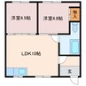 クローバーハウス№20 2LDKの間取り