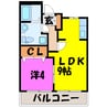 YKゴールデンⅢ（熊谷市新堀新田） 1LDKの間取り