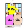エルディム根岸（熊谷市籠原南） 2DKの間取り