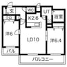 シャトーアネックス 2LDKの間取り