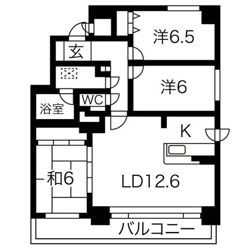 間取図 ＭＡＮＳＩＯＮ　ＫＵＲＯＤＡ山鼻19条Ⅱ