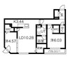 アルファスクエアS17 2LDKの間取り