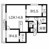 Peche山鼻　D 2LDKの間取り