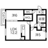 Peche山鼻　D 2LDKの間取り